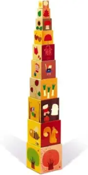 Janod - The 4 Seasons Square Pyramid - Stacking Blocks - Toddler Manipulation To