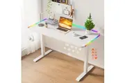 Advwin Electric Standing Desk with RGB LED Lights Touch Control Panel 120x60cm White