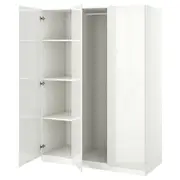 PAX / FARDAL wardrobe combination, white/high-gloss white, 150x60x201 cm