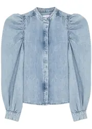 Frame Gillian Puff-sleeve Denim top - Light Blue - S S