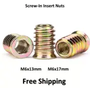 M6 X 13mm 17mm Screw-in Insert Flange Nuts with 6mm Hexagonal Socket DIY