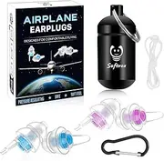 Airplane Ear Pressure Relief Ear Plugs with Cord, Prevent Ear-Pain & Noise Reduction, Plane Travel Essentials Pressure Equalizing Earbuds, 100x Reusable Comfy Earplugs for Adults Kids 12+