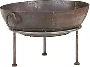 Rustic Fire Pit 60 cm Iron - Outdoor Portable Firepit with Large Deep Bowl, Smokeless Wood Burning Tabletop Fireplace, Brown Iron, Easy Carry Rings, Perfect for Patio or Garden Bonfires