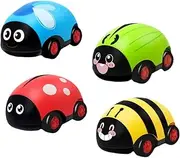 Kisangel 4Pcs Ladybug Pull Back Car Funny Insect Shaped Vehicle for No Battery Needed Bright Colors Realistic Design Great Birthday Present