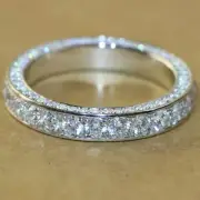 FULL MICRO PAVE WEDDING WOMENS ANNIVERSARY SOLID BAND RING