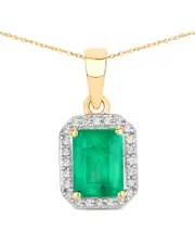 Diana M. 14K 1.80 ct. tw. Diamond & Zambian Emerald Pendant