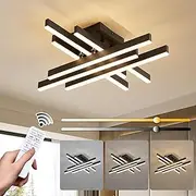 Modern LED Ceiling Light Flush Mount, 24in Dimmable Black LED Ceiling Light with Remote for Bedroom Kitchen Living Dining Room, Square Modern Ceiling Lamp LED Chandelier Light Fixture(3000lm)