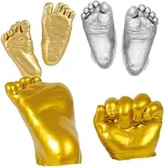 CATIEBYE Baby Hand Footprint Kit 3D Plaster Casting Kit DIY Baby Prints Baby Shower Baby Boy Natural