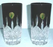 Waterford Lismore Black Crystal Highball Glasses Pair 10.8 oz. #40021872 New