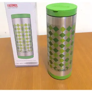 膳魔師 THERMOS CMC-400-GD 普普風菱格綠 真空不鏽鋼保溫瓶 400ml 保溫/保冰