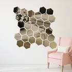 Creative 24 Golden Hexagon Mirror Acrylic Tiles for Home Decor and Crafting