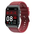 1.91 Inch Waterproof Ecg Smart Watch With Silicone Band Ip68 Red plastic,silicon