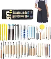 RUNTOO MU 62 Pcs Clay Sculpting Tools, Pottery and Ceramic Carving Set, Double Sided Shapers With Most Essential Wooden Clay Tools