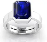[AKSHITA GEMS] Blue Sapphire/Neelam 8.00 Ratti Stone Panchdhatu Adjustable Ring for Women, Natural Ceylone BLUE SAPPHIRE silver Plated ring, Sapphire