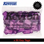 Bulk Office Key Tags Bag Of 50 LILAC Plastic KEVRON Click Key Rings-FREE POST