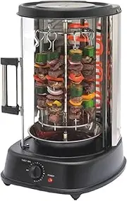 Countertop Rotisserie Oven, Electric Smokeless Rotating Grill Oven, Stain Resistant & Energy Efficient with Heat Resistant Door, Includes Kebob Rack with 7 Skewers