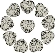 uxcell 10 Pcs Natural Heart Shaped Crystal Stone, 0.8 Inch Mini Polished Love Gemstone Crystal, Pocket Rock Engraved Worry Stones for Women Gifts Meditation, Spotted Black