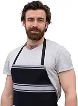 Bib Apron Butcher Stripe Traditional Navy-white Apron Food Unisex poly viscose