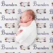 30 x 40 Personalized Bow and Arrow Baby Boy Blanket | Fleece | Mink