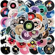 50 Packs Record Stickers Water Bottles Laptop Phone Motorcycle Computer Guitar Skateboard Hydroflasks Music Vinyl Sticker Waterproof Aesthetic Trendy Decals for Teens Girls Adults