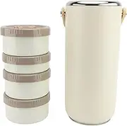 Insulated Food Jar, Stainless Steel Hot Food Container Wide Mouth Leak Proof Portable for School (White)