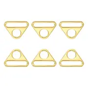 6Pcs 1.5" Adjuster Triangle with Bar Swivel Clip D Dee Ring Buckle, K Gold