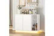 White Sideboard Buffet with LED Lights Storage Cabinet Cupboard Living Room