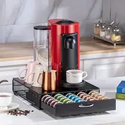 [FlagShip] for Nespresso Pod Storage Vertuo Pod Holder Coffee Pod Organizer Morden Design And Coffee Machine Stand Black Metal(50 Pods Capacity)