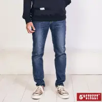 在飛比找momo購物網優惠-【5th STREET】男修身基本小直褲-中古藍