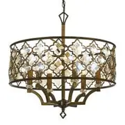 Telbix Mimosa 6 Light Boho Mocca with Amber Crystal Round Pendant Light