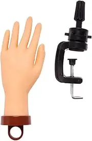 SHERCHPRY Manicure Training Nail Practice Hand Model with Stand Flexible Fake Hand for Nail Art Practice Lightweight Material for Beginners and Professionals Reusable Nail
