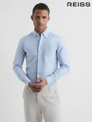 Reiss Soft Blue Greenwich Soft Wash Button Down Oxford Shirt (A29990) | $155