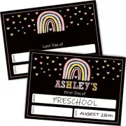 Whaline First and Last Day of School Chalkboard Boho Rainbow Transverse...