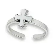 Size 4 Adjustable Sterling Silver Cross Toe - Midi Ring