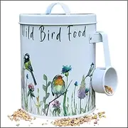 Wild Bird Food Storage Tin Garden Birds Seed Feed Metal Container 4L (2kg) Canister With Scoop Handle Gift Box Bird Seed Storage Tin