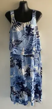 Millers Size 14 Blue Tropical Layered Overlay Midi Dress RRP $45 BNWT