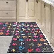 PCSWEET HOME Kitchen Mats for Floor 2 Piece Kitchen Anti Fatigue Mat Cushioned Kitchen Mat Non Slip Comfort Standing Mat for Kitchen, Home, Office, Sink, Laundry, Colorful Paws