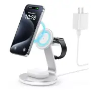 3 in 1 Charging Station Compatible with Magsafe Charger Wireless Charger Silver