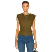 Frame Women Surplus Green Linen/Cotton Boxy Open Lace Back Sleeveless Top Size L