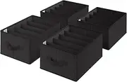 GRANNY SAYS 5-Grid Drawer Organizer: Storage Bins for T-Shirts, Pants, Sweaters & Scarves - Black Clothes Storage & Divider Sets (4-Pack)