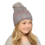 Girls Bertie & Bo GL1020 Sequin Hat With Fur Pom