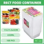 100PCS Rectangle Food Container W/Lid Reusable Clear Takeaway Box BPA Free 650ML