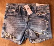 NEW American Eagle Women Sz 4 MIDI Next Level Stretch Low Rise Jean Shorts 27w