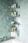 Corner Shower Caddy Tension Pole 4-Tier Rustproof Bathroom Organizer Shelves 47-