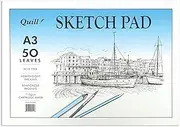 Quill, A3 Sketch Pad, 50 Sheets, 110gsm Cartridge Paper, White Pages, Glue Bound, Reinforced Padding, Landscape