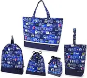 COLORFUL CANDY STYLE NS680900 Kindergarten Entrance Series with Safety Gusset, Set of 5 (Quilted Lesson Bag with Gusset, Reflector), Water Repellent, Lightweight Type, Train Face Collection, Water