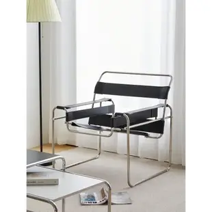 瓦西里椅設計師網紅拍照躺椅中古單人休閑沙發椅不銹鋼包豪斯椅子