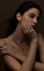 [Rene Barnes] Reverie V 14K Yellow Gold Chrome Earrings