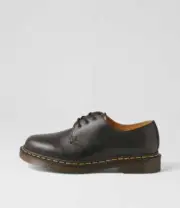New Dr Marten 1461 3 Eye Shoes Black Leather Lace Up Flats Black Mens Shoes