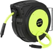 Retractable Enclosed Air Hose Reel 3/8 in x 50 ft Heavy Duty Lightweight Hybrid